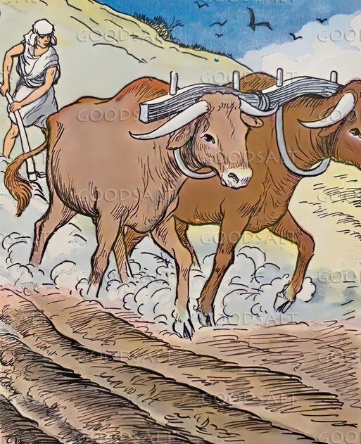 Elisha Plowing the Field