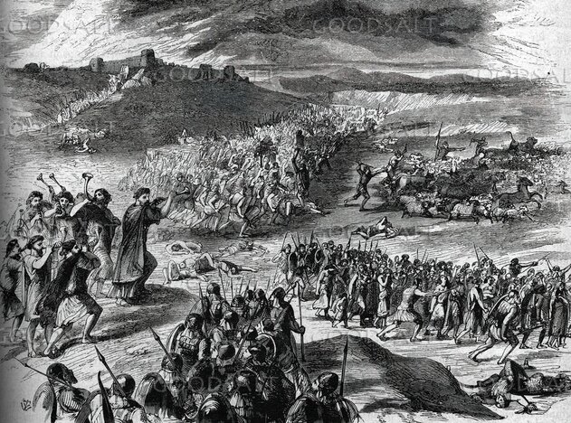Moses’ Hands Held Up in Battle