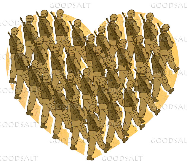 Soildures Marching in Heart Formation