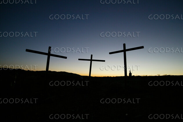 Three Crosses at Sundown
