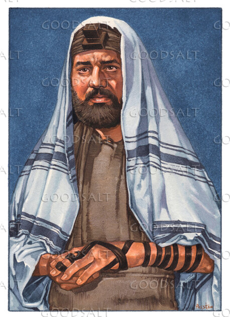 Man Wearing Tallit and Tefillin