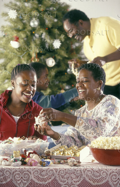 Family Decorating the Christmas Tree