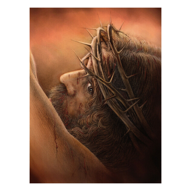 Face of Jesus Looking over Shoulder While on Cross - 18" x 24" - Gallery Wrap - Product view