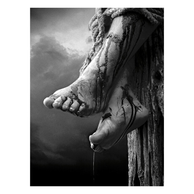 Jesus' Feet Nailed to the Cross. - 18" x 24" - Gallery Wrap - Product view