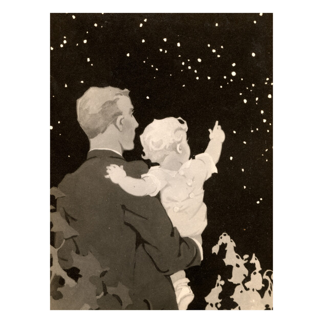 Child in Fathers Arms Looking at Stars - 18" x 24" - Gallery Wrap - Product view