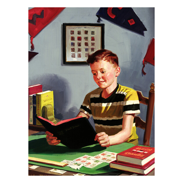 Junior Boy Studying - 18" x 24" - Gallery Wrap - Product view