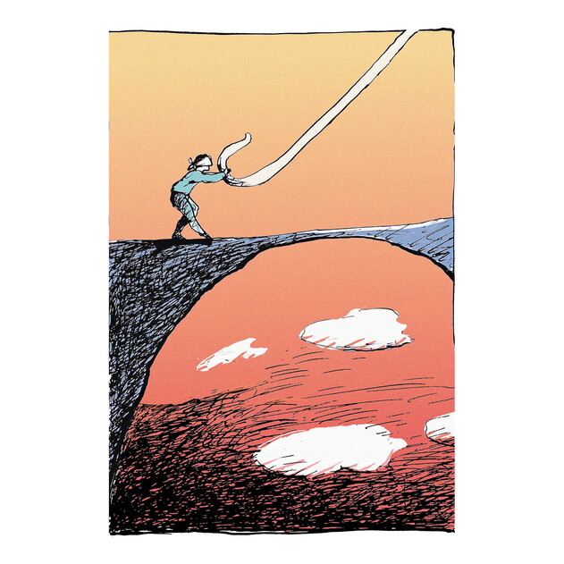 Blind Person Being Guided over Narrow Path - 20" x 30" - Gallery Wrap - Product view