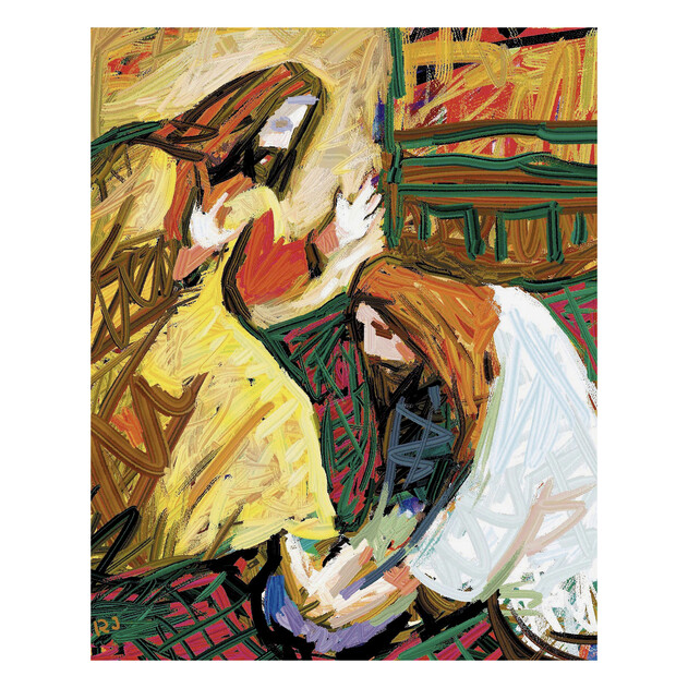 Man Washes Another Man's Feet - 16" x 20" - Gallery Wrap - Product view