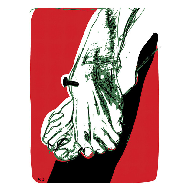 Jesus' Feet Nailed to the Cross. - 18" x 24" - Gallery Wrap - Product view