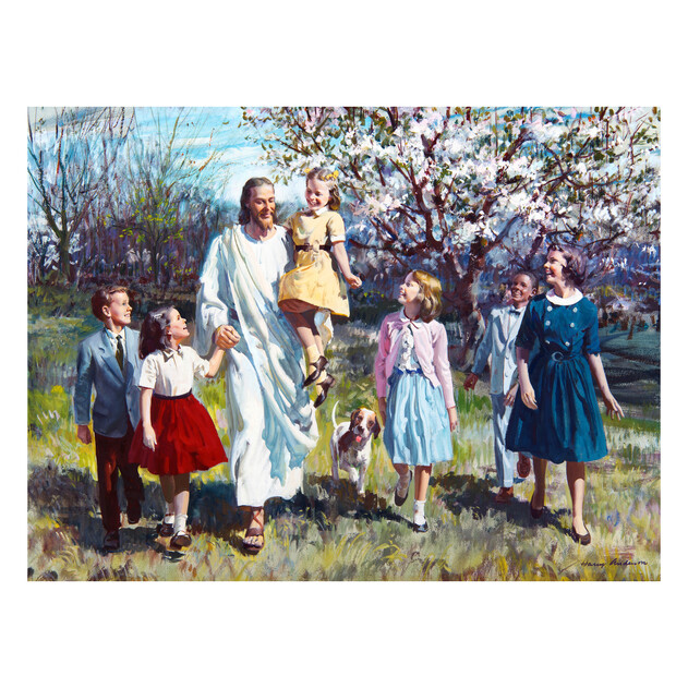 Christ Walking With Children - 24" x 18" - Gallery Wrap - Product view