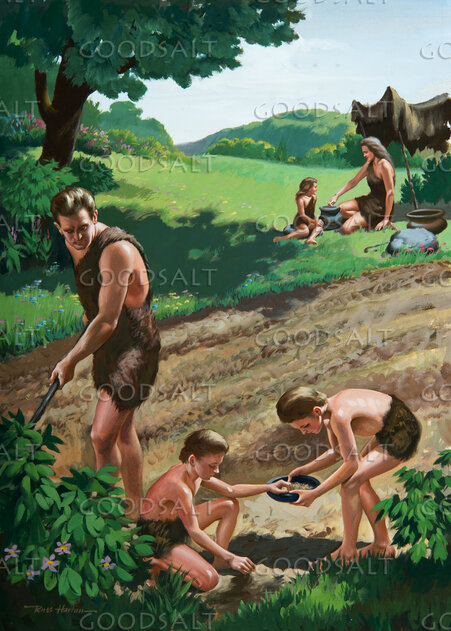 Family Works Together in the Garden