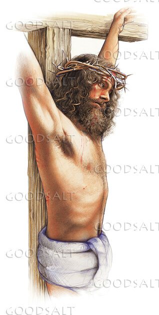 Front Right Side View of Jesus on the Cross