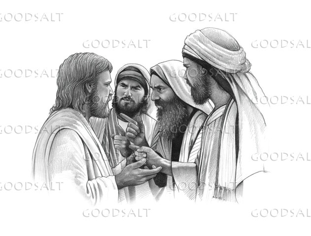 Jesus With a Group of Men