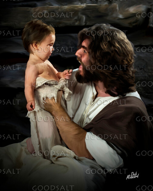 Jesus With Baby in Profile