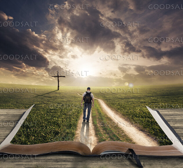 Man Walking on Bible