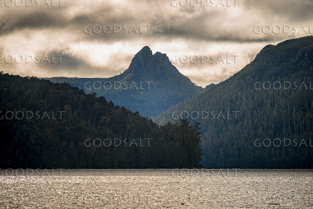 Sharply peaked rock mountain.