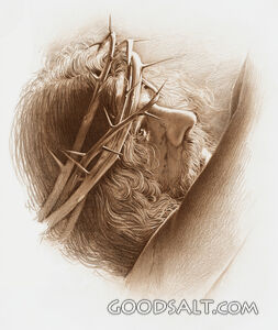 Head  View of Jesus Wearing Crown of Thorns