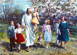Christ Walking With Children