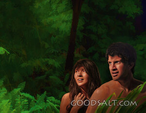 Adam and Eve Hide in the Garden After Sinning.