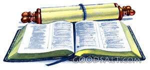 Open Bible and Scroll