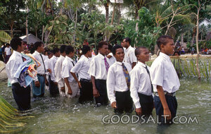 Boys Lining Up for Baptism at Kaisiga, Trobriand Islands