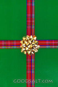 Christmas Gift with Crossed Ribbon