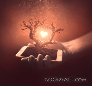 Cell phone and tree heart