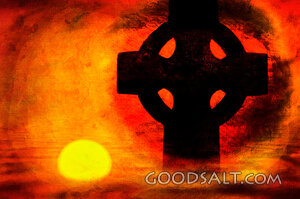 Celtic Cross and Red Sky