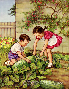 Children Picking Watermelon