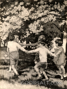Children Playing Under Trees