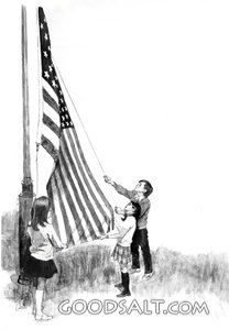 Children Raising Flag. 