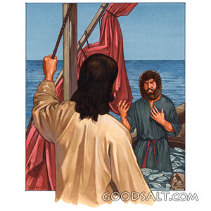 Peter Before Jesus at the Miraculous Catch