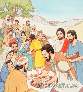 Disciples Distribute Food to People