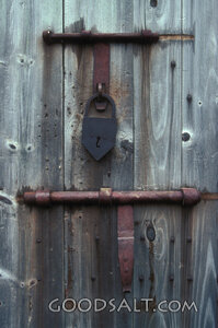 Locked Wooden Door with Iron Bolt