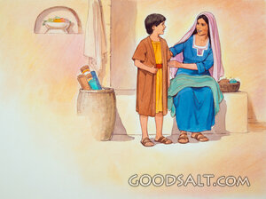Dorcas Makes a New Robe for a Child.
