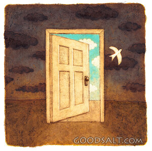 Dove Flying Open Door