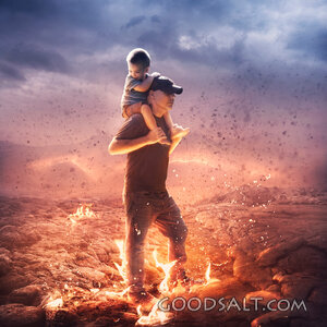 Father and son in the fire