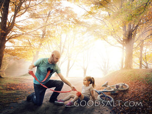Father helps injured child