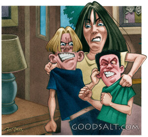 Mother Correcting Fighting Sons