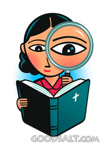 Girl Studying Bible With Magnifying Glass