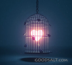 Glowing Heart locked in cage