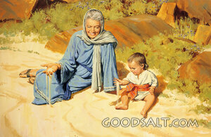 Grandmother Plays With Timothy Outdoors