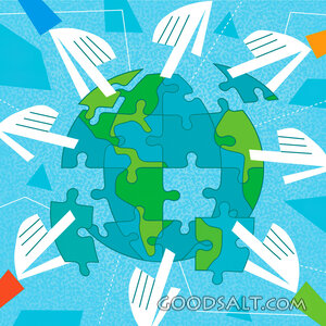 Hands With Puzzle Globe
