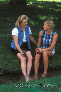 Mother and Daughter by the Stream
