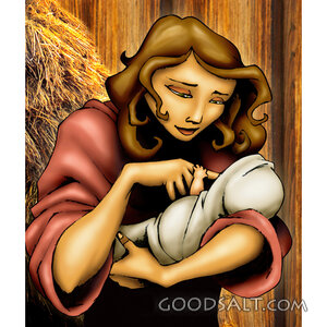 Mary Cradles the Newborn Christ