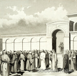 Jesus Teaches in Front of the Temple