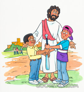 Jesus With Children Playing Softball