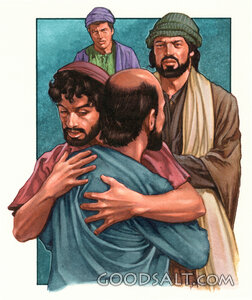 Joseph Embraces His Brother