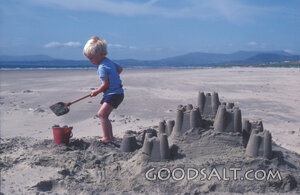 Child Building a Sandcastle by the Sea