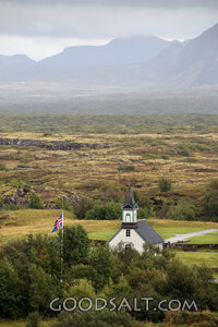 Icelandic Church Beneath the Mountains